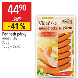 Minipárečky vídeňské se sýrem Ponnath
