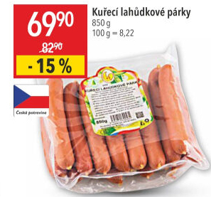 Párky kuřecí lahůdkové DZ Klatovy