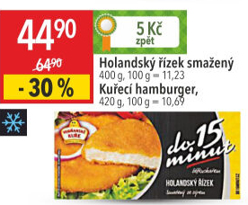 Řízek kuřecí holandský smažený mražený Vodňanské kuře