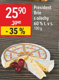 Sýr Brie s ořechy Président