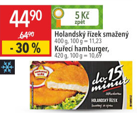 Řízek kuřecí holandský smažený mražený Vodňanské kuře