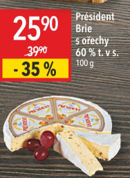 Sýr Brie s ořechy Président