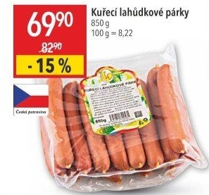 Párky kuřecí lahůdkové DZ Klatovy