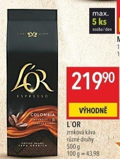 Zrnková káva Espresso Colombia L'