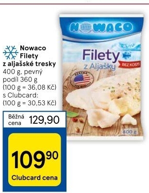 Aljašská treska filety mražená Nowaco