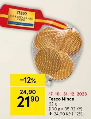 Čokoládové mince Tesco