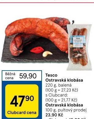 Ostravská klobása Tesco
