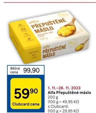 Přepuštěné máslo Alfa