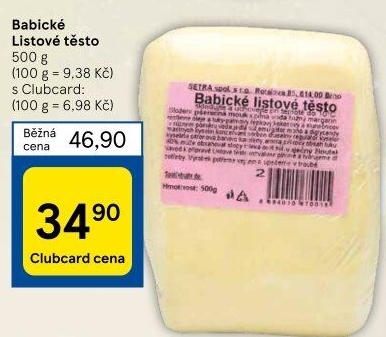 Těsto listové babické Šetra