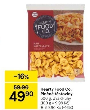 Těstoviny plněné Tesco Hearty Food