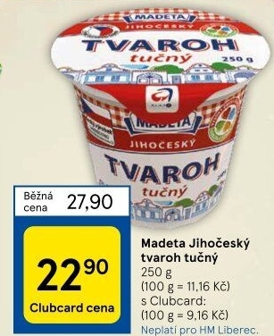 Tvaroh tučný Jihočeský Madeta