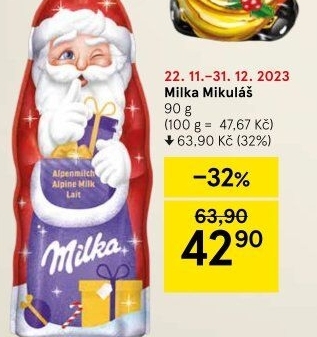 Čokoládový Mikuláš Milka