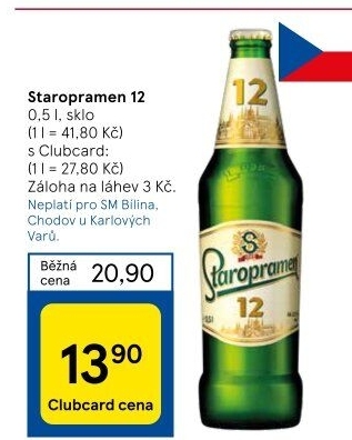 Pivo světlý ležák 12° Staropramen