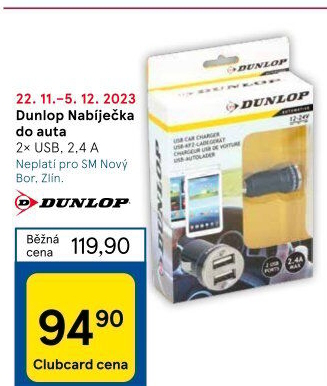 USB autonabíječka Dunlop