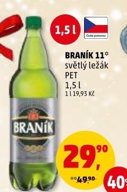 Pivo světlý ležák 11° Jedenáctka Braník