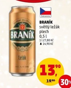 Pivo světlý ležák Braník