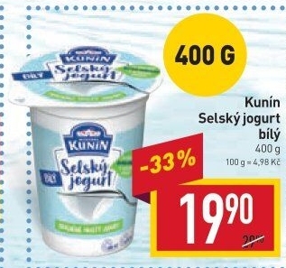 Bílý jogurt selský Mlékárna Kunín