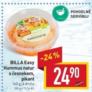 Hummus natur s česnekem Easy Billa