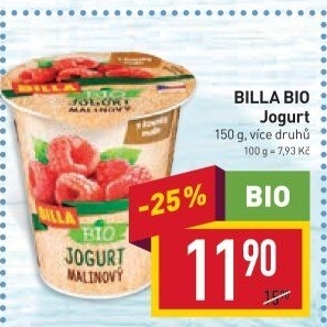 Jogurt ochucený Bio Billa