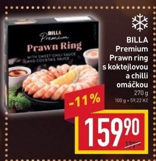 Krevety vařené glazované mražené Premium Billa