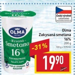 Smetana zakysaná Olma 16%