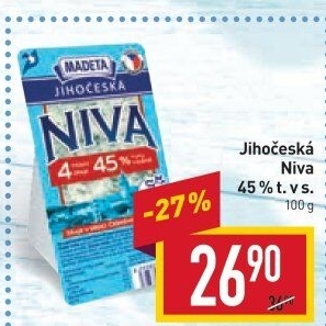 Sýr Niva Jihočeská 45% Madeta