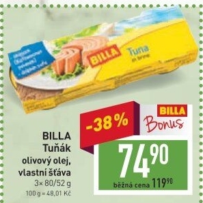 Tuňák v oleji Billa