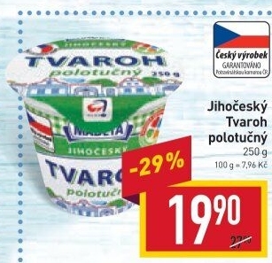 Tvaroh polotučný Jihočeský Madeta