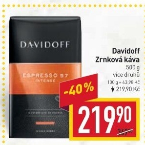 Zrnkové kávy Davidoff