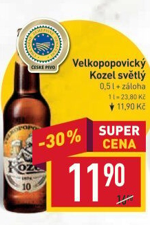 Pivo světlé výčepní 10°Velkopopovický Kozel