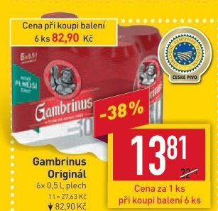 Pivo světlé výčepní Originál 10° Gambrinus
