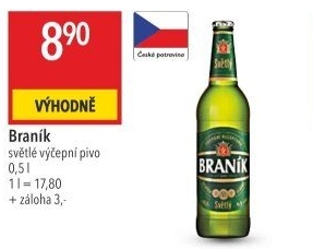 Pivo světlé výčepní 10° Braník