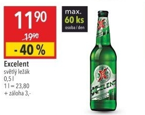 Pivo světlý ležák 11° Excelent
