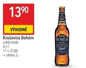 Pivo světlý ležák Bohém Krušovice