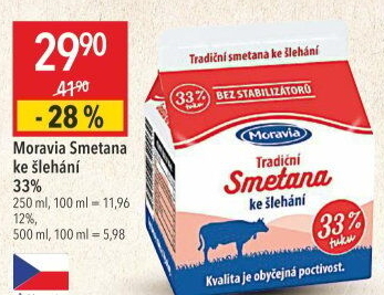Smetana ke šlehání 33% Moravia