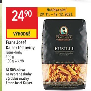 Těstoviny semolinové Exclusive Franz Josef Kaiser