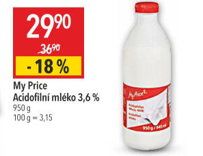 Acidofilní mléko My Price