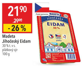 Sýr Eidam Jihočeský 30% Madeta