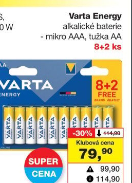 Baterie alkalické Energy Varta