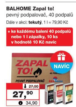 Pevný podpalovač Zapal to! Balhome