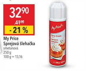 Šlehačka ve spreji My Price