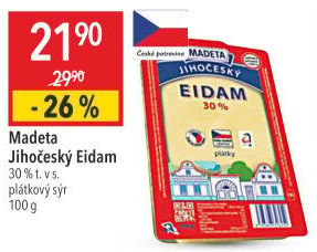 Sýr Eidam Jihočeský 30% Madeta