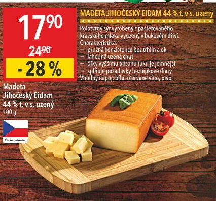 Sýr Eidam uzený 44% Jihočeský Madeta
