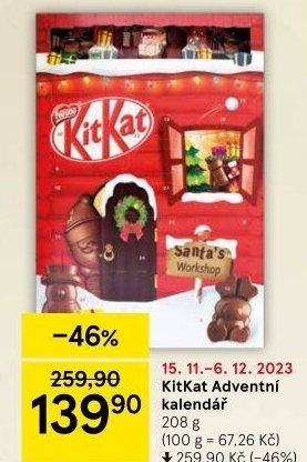 Adventní kalendář Kit Kat Nestlé