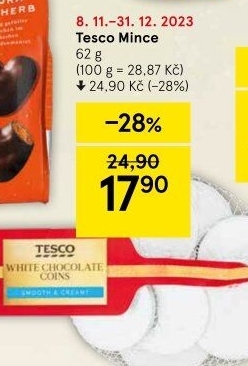 Čokoládové mince Tesco