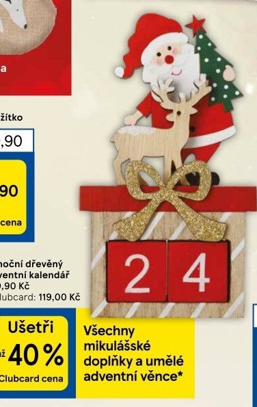 Dřevěný adventní kalendář