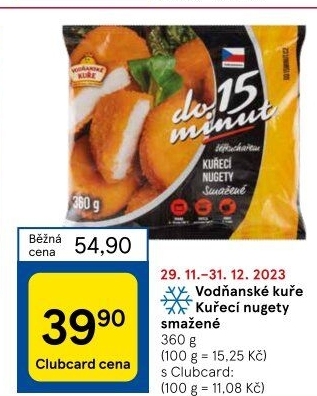 Nugetky kuřecí smažené mražené Vodňanské kuře