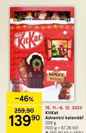 Adventní kalendář Kit Kat Nestlé