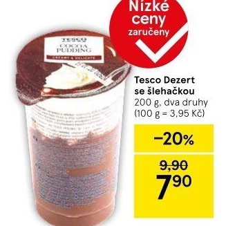Dezert pudink se šlehačkou Tesco