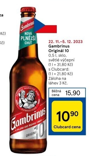 Pivo světlé výčepní Originál 10° Gambrinus